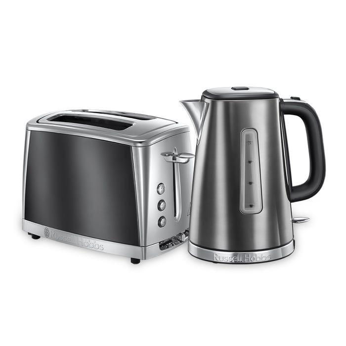 Russell Hobbs Russell Hobbs Luna Kettle & 2 Slice Toaster Kitchen Set (Grey/Silver)