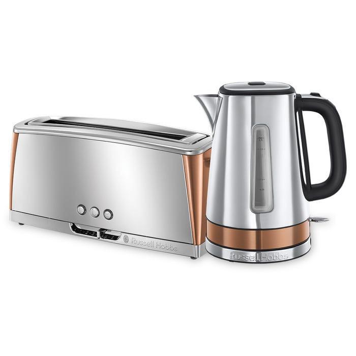 Russell Hobbs Russell Hobbs Luna Kettle & 2 Slice Long Slot Toaster Kitchen Set (Copper Accents)