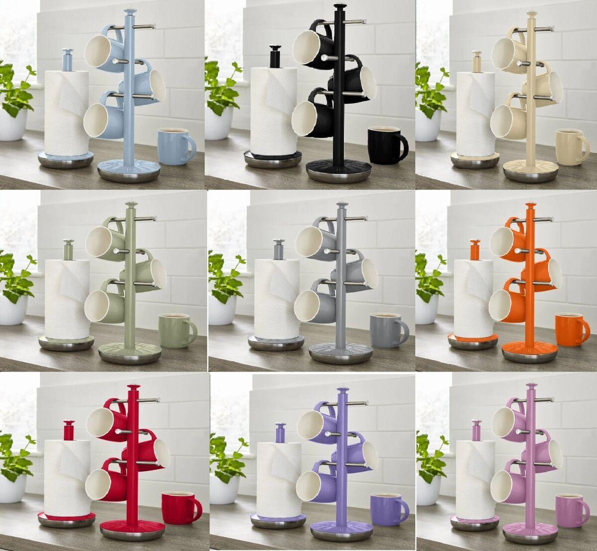Swan Retro Towel Pole & Mug Tree Kitchen Set SWKA1054BLN (Blue) - Vibe Home