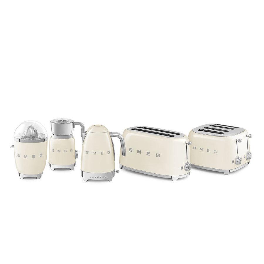 Smeg Retro Kettle & 2 Slice Toaster Kitchen Set (Cream).