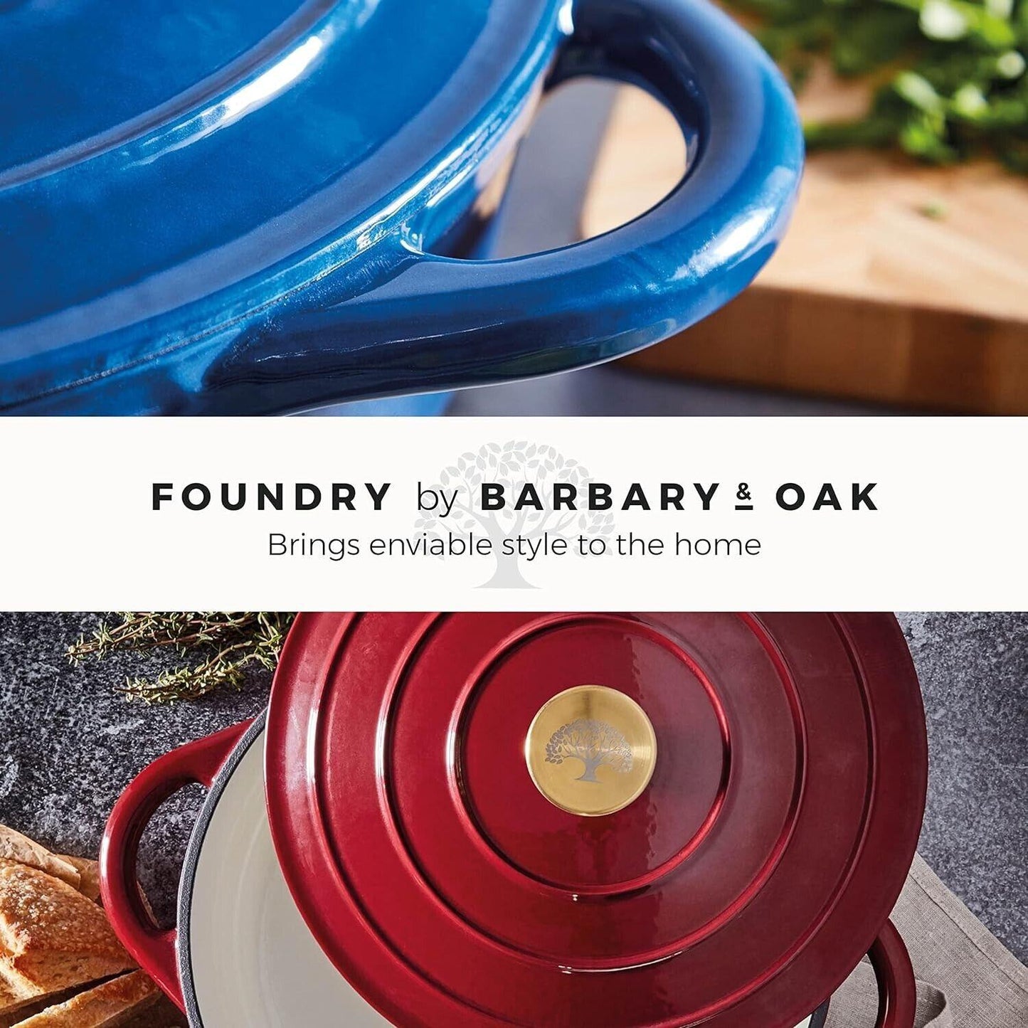 Barbary & Oak Cast Iron Casserole Pan 28cm (Blue).