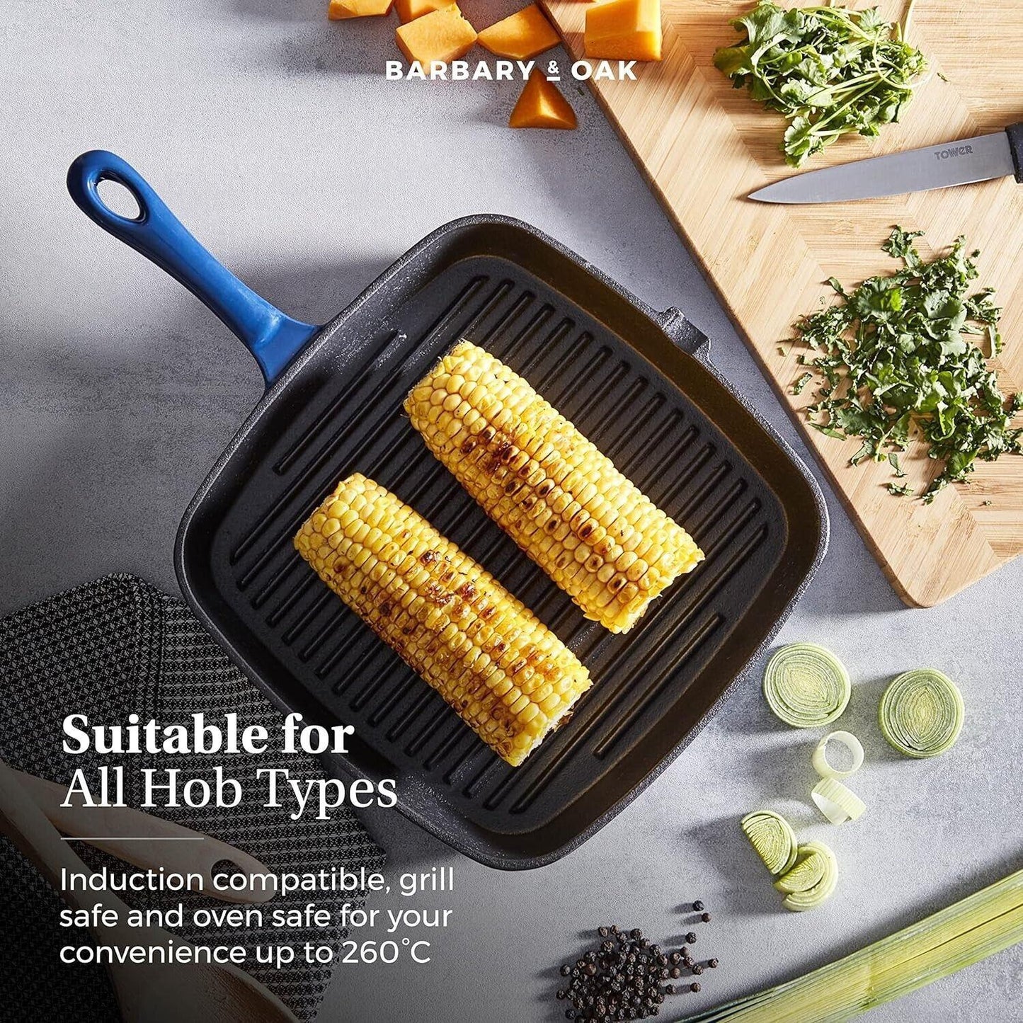 Barbary & Oak Cast Iron Skillet Pan Frying BO800257BLU (Blue).