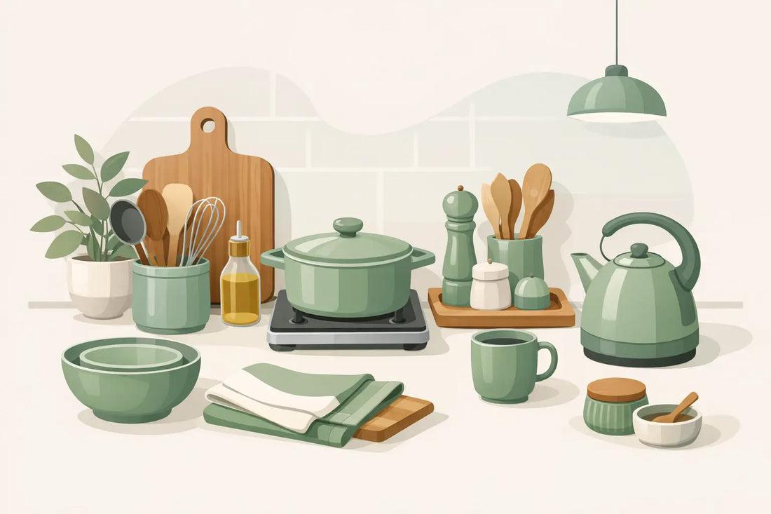 Sage Green Kitchen Accessories Set Ideas