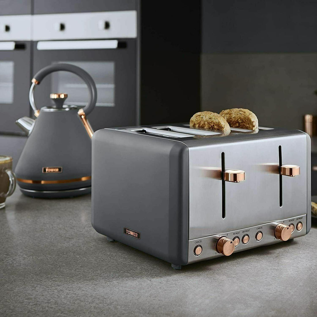 tower cavaletto grey kettle and toaster set best uk