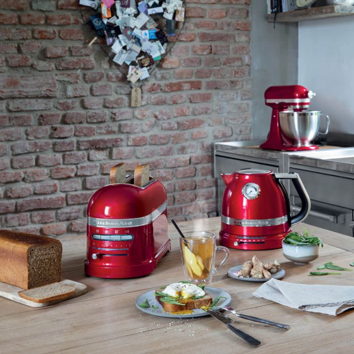 kitchenaid kettle and toaster set in red