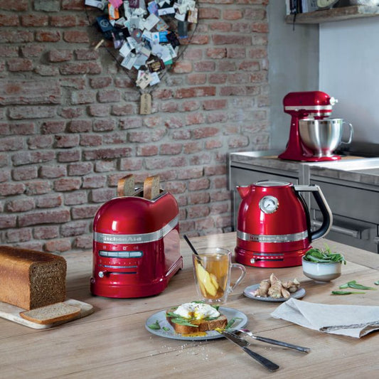 kitchenaid kettle and toaster set in red