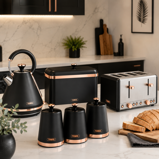 tower cavaletto black kitchen sets kettle toaster bread bin and canisters set uk