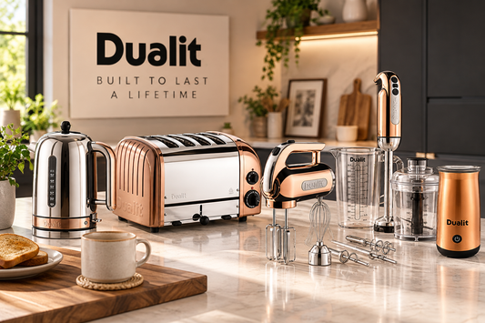 Dualit Classic kettle and toaster set designed as long lasting repairable kitchen appliances