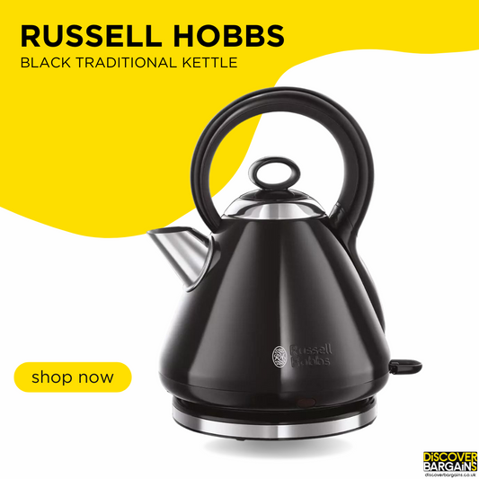 Russell Hobbs Black Traditional Electric Kettle discover-bargains UK.