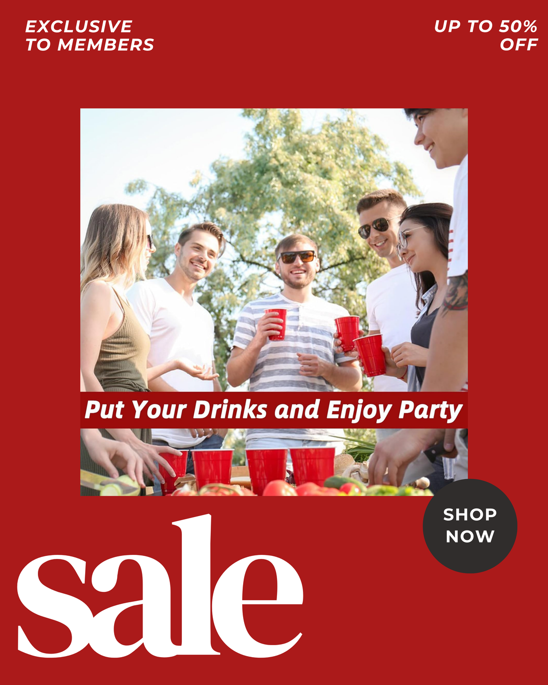 VIVALOO Reusable Drinking Red Plastic Disposable Cups