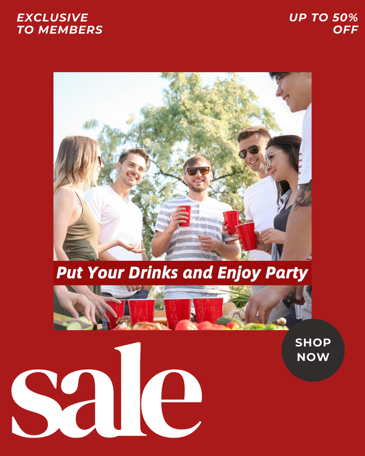 VIVALOO Reusable Drinking Red Plastic Disposable Cups