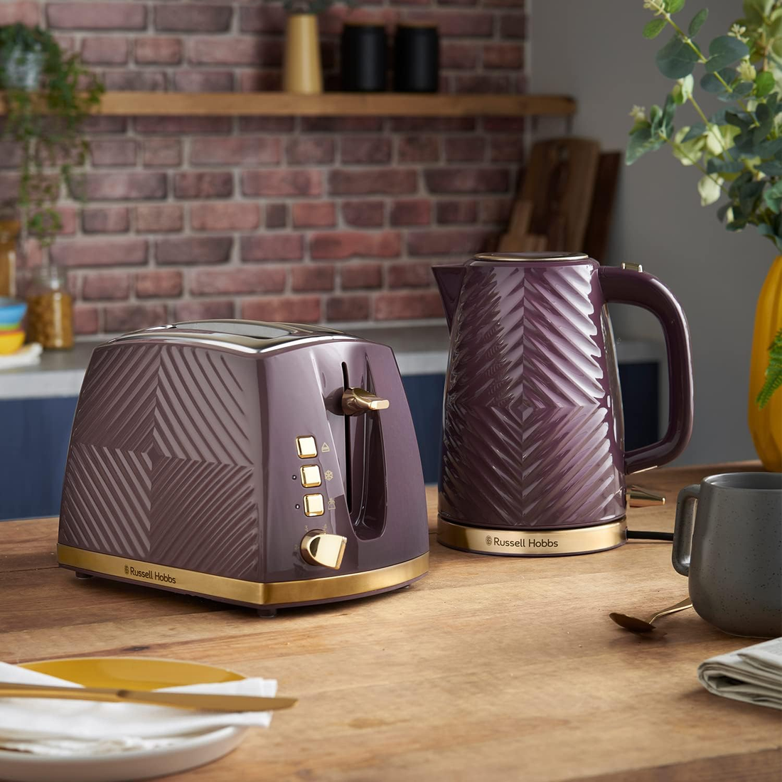 russell hobbs purple groove kettle and toaster set