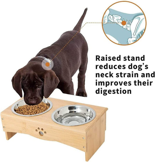 raised pet feed station dog and cat bowls