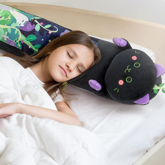 Long Body Pillows Squishy Sleeping Hugging Pillow Kids Black 44"