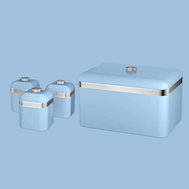 Bread Bin and Canisters Sets matching set kitchen storage food bread sugar tea coffee jars vibe home shop blue swan tower 