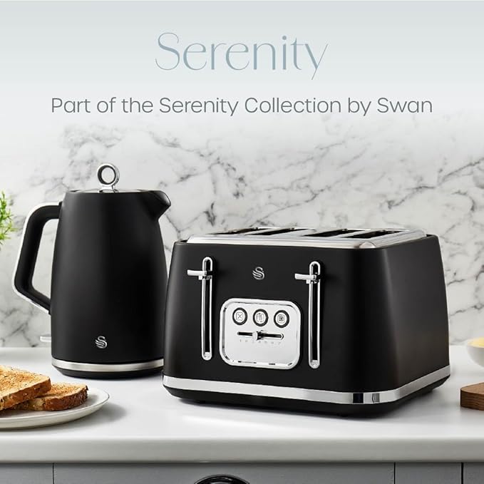 Swan serenity kitchen sets kettle black white toaster matching canisters bread bin vibe home shop