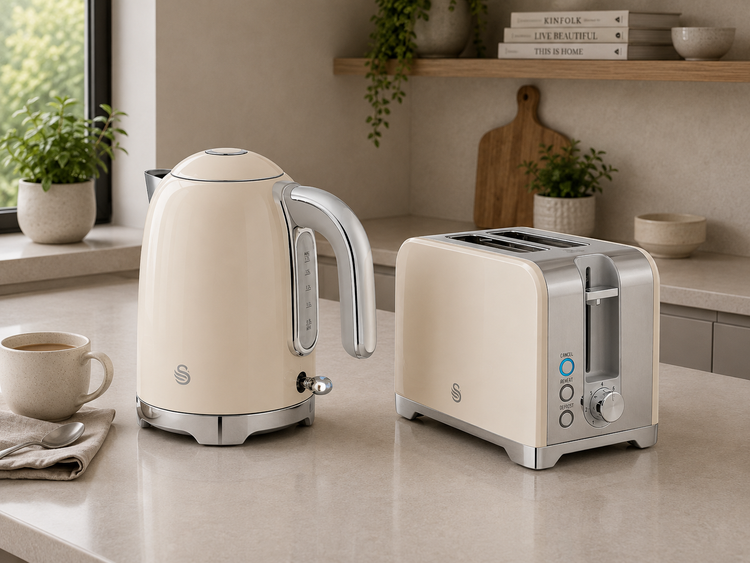Cream swan solace Kettle & Toaster Sets