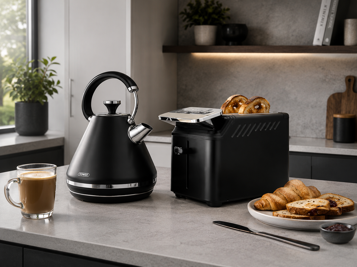 black Tower Mirage Kettle & Toaster Matching Kitchen Sets