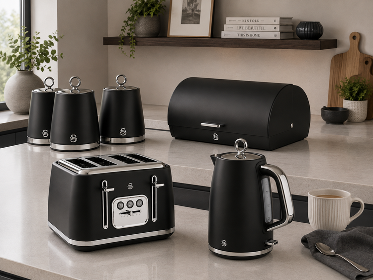 black Swan Serenity Kettle & Toaster Matching Kitchen Sets