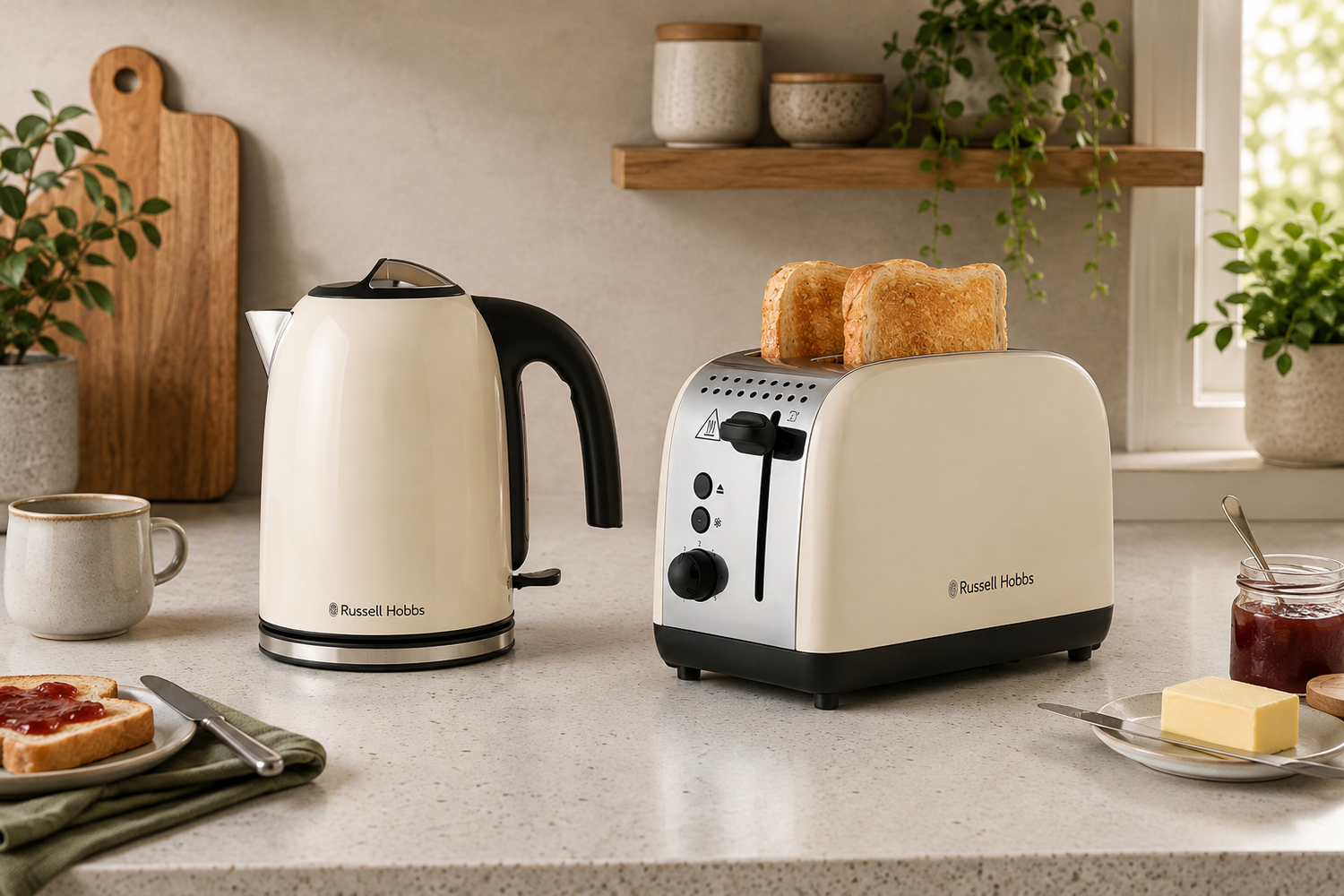 Russell Hobbs cream Classics Kettle & Toaster Sets