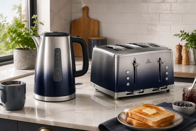 Russell Hobbs Eclipse Kettle & Toaster Sets in luna midnight blue