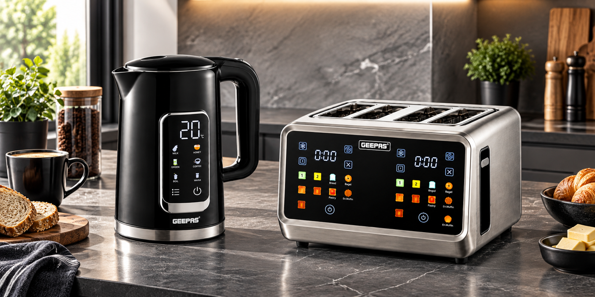 GEEPAS Digital kettle with GBT36569UK and GBT36566UK digital toasters