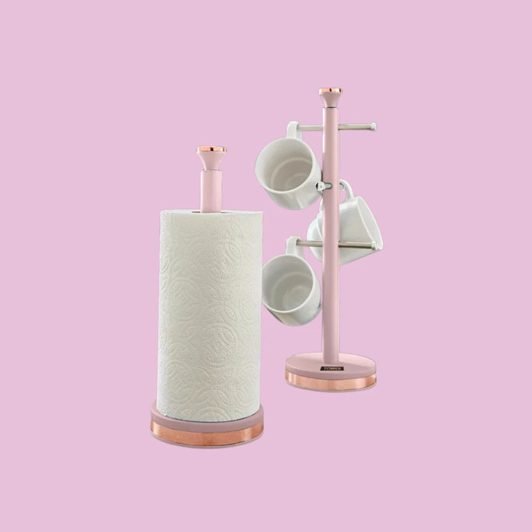 tower cavaletto pink belle towel pole and mug tree set kitchen roll holders sets shop deals best swan retro style new vibe home