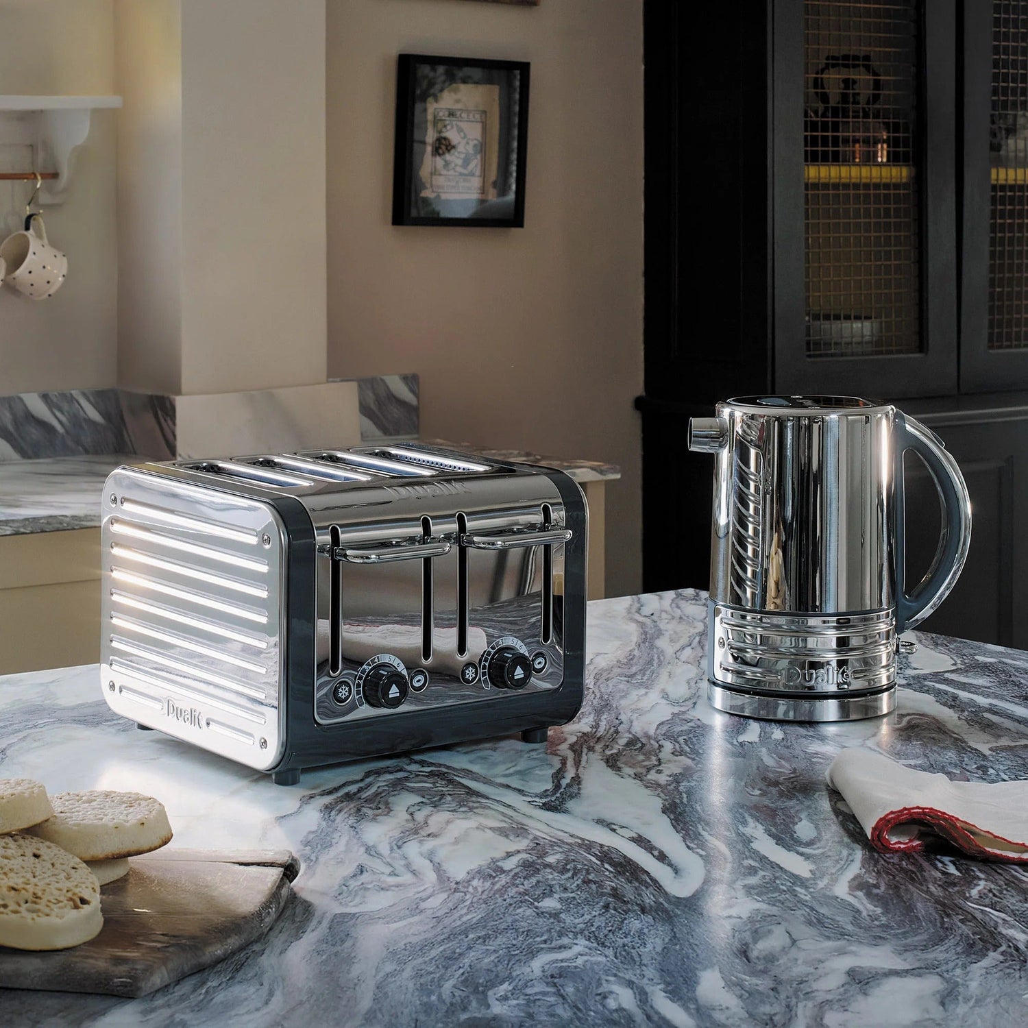 Dualit Architect Kettle & 2 Slice Toaster Kitchen Set (Grey Trims) Kettle & Toaster Sets