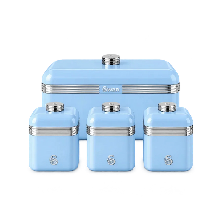 best bread bins and sugar coffee and tea storage containers canister to buy UK Swan Retro Bread Bin & Canisters Kitchen Storage Set (Blue)