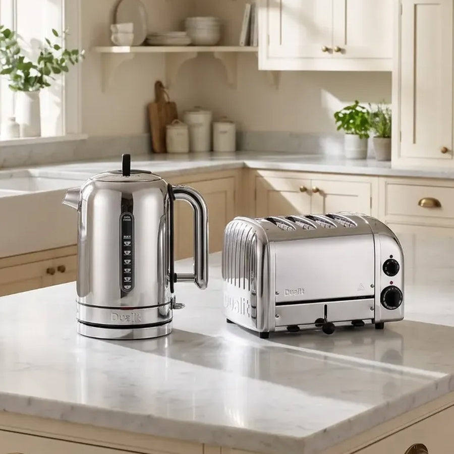 classic kitchen style Dualit Classic Kettle & 4 Slice Vario AWS Toaster Kitchen Set (Stainless Steel)