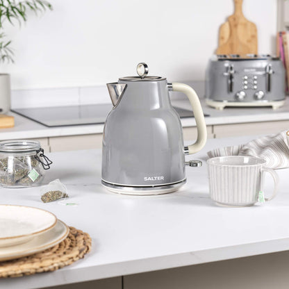 Salter Salter Retro Kettle & 4 Slice Toaster Kitchen Set (Grey)
