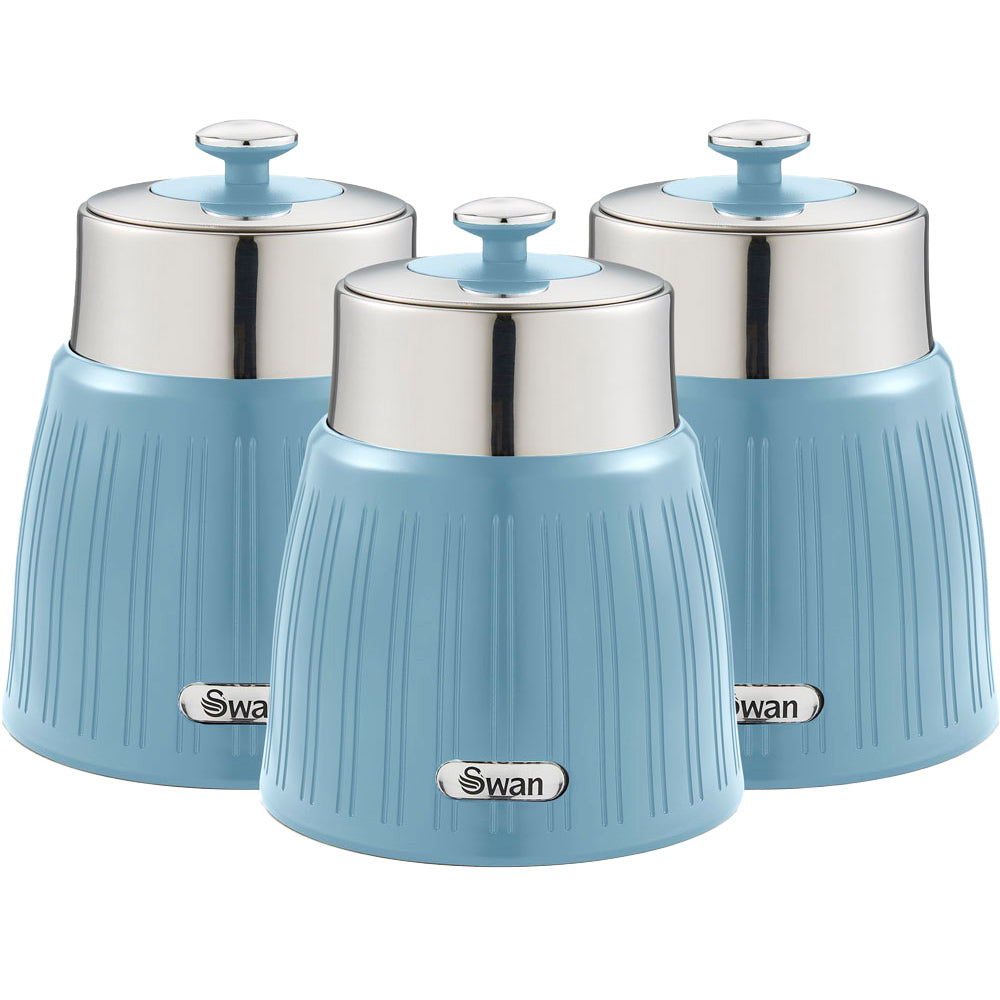 Swan Retro Blue Canister Set Kitchen Tea Coffee Sugar Canisters