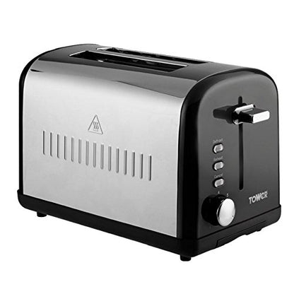 Tower T20014BL 2 Slice Toaster – Black / Stainless Steel