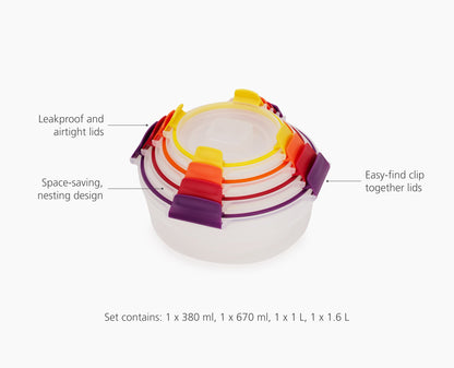 Joseph Joseph Nest Lock 4-Piece Multicolour Round Food Container Set 1000015