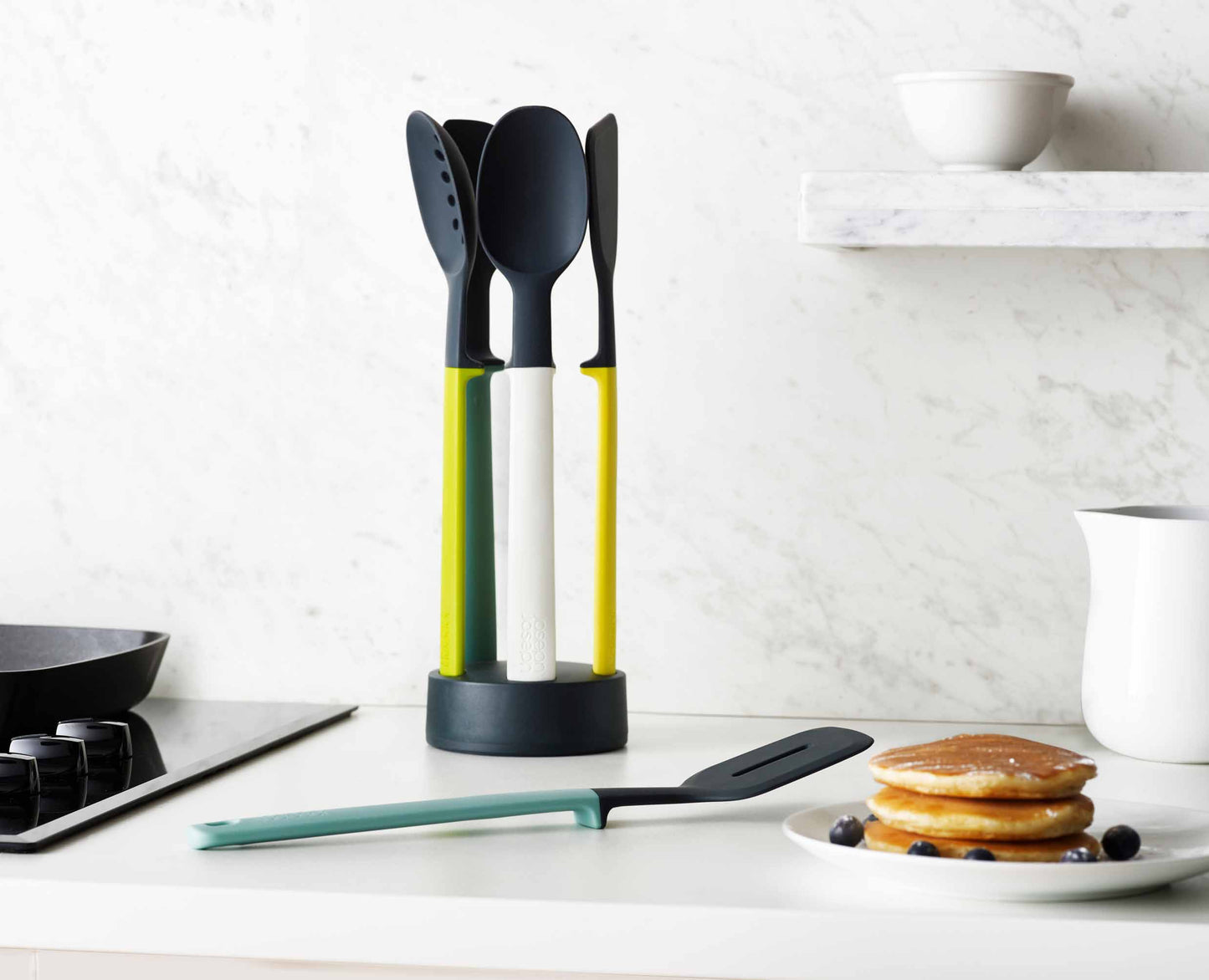 Joseph Joseph Elevate Silicone 5-Piece Kitchen Tool Set with Stand (Opal)