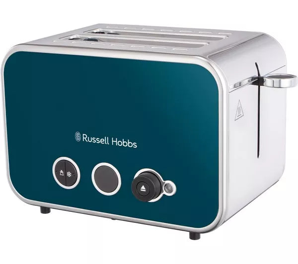 Russell Hobbs Distinctions Pyramid Kettle, 2 Slice Toaster & Microwave Kitchen Set (Ocean Blue)