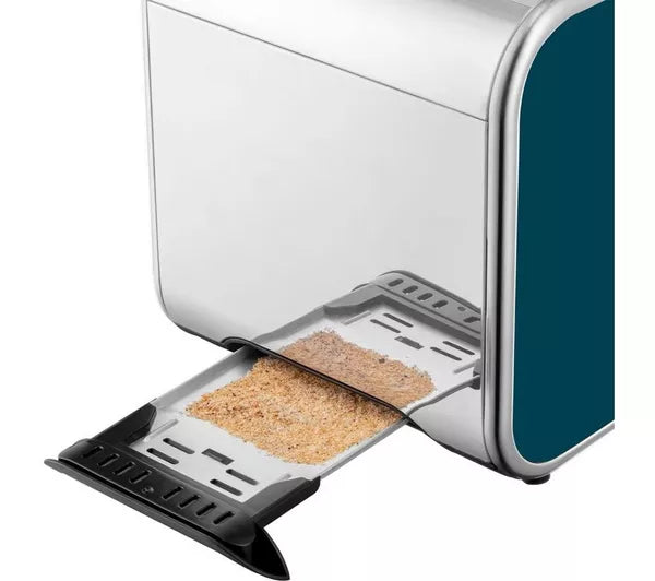 Russell Hobbs Distinctions Pyramid Kettle, 2 Slice Toaster & Microwave Kitchen Set (Ocean Blue)