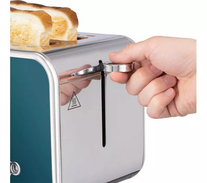 Russell Hobbs Distinctions Pyramid Kettle, 2 Slice Toaster & Microwave Kitchen Set (Ocean Blue)