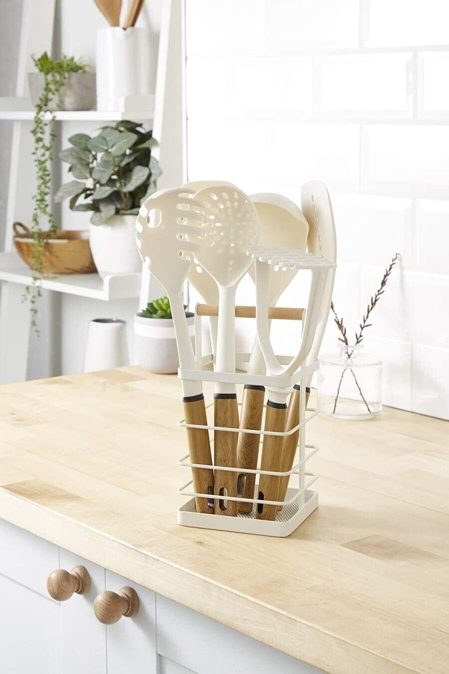 Swan Nordic 6 Piece Utensils Set With Holder - White -SWKA61010WHTN