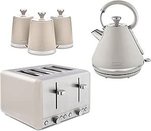 Tower Cavaletto Latte Kettle, 4 Slice Toaster & Canisters Kitchen Set