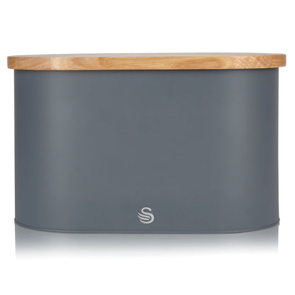 Swan Nordic Bread Bin with Chopping Board Lid SWKA17512GRYN (Grey)