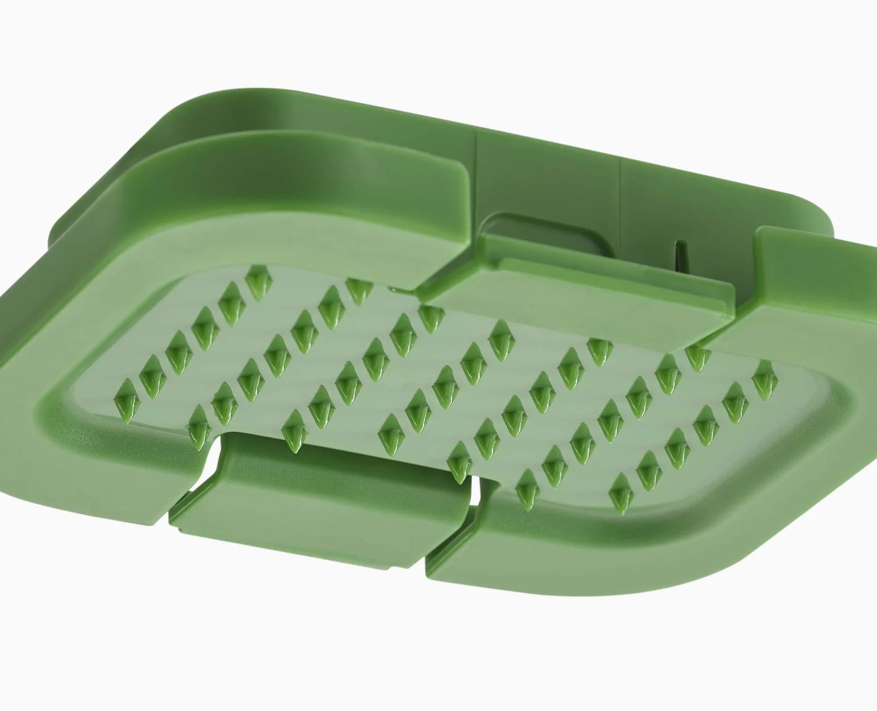 Compact food prep chopper set green slicer insert with ridged cutting surface