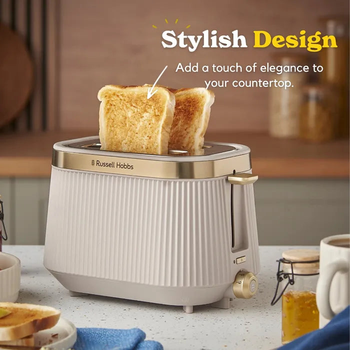 Russell Hobbs Bronte Kettle, 2 Slice Toaster & Manual Microwave Kitchen Set (Stone)