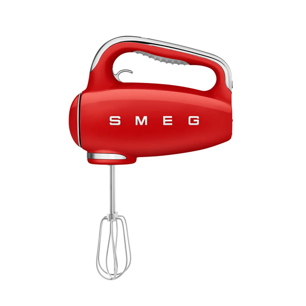 SMEG Red Hand Mixer Turbo Function 3 Attachments HMF01RDUK