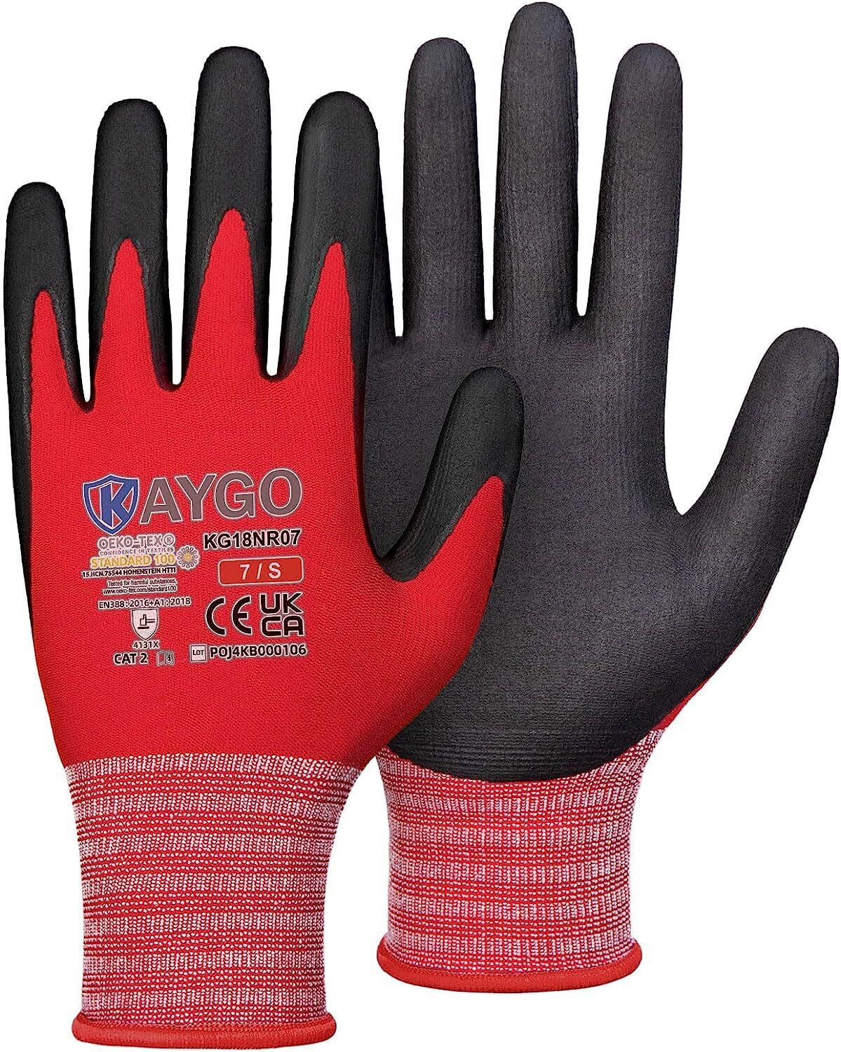 Protective Work Gloves with Grips Builders Garden Red - 12 Pack