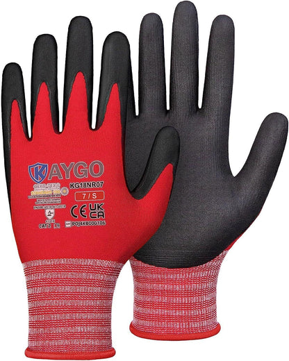 Protective Work Gloves with Grips Builders Garden Red - 12 Pack