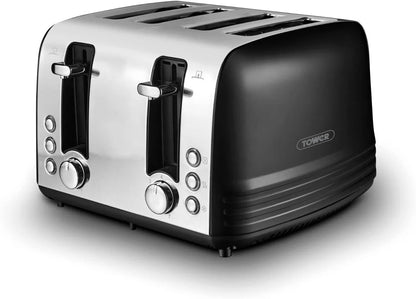 Tower Ash Kitchen Black Kettle and Toaster Set