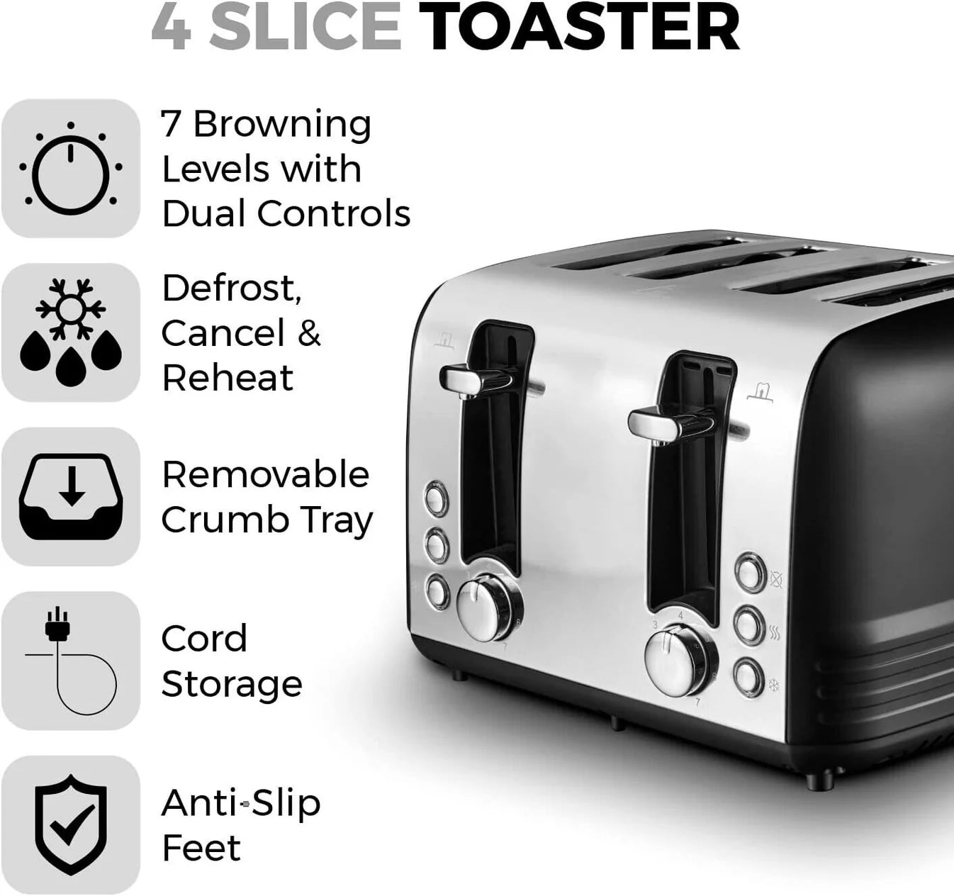 Tower Ash Kitchen Black Kettle and Toaster Set