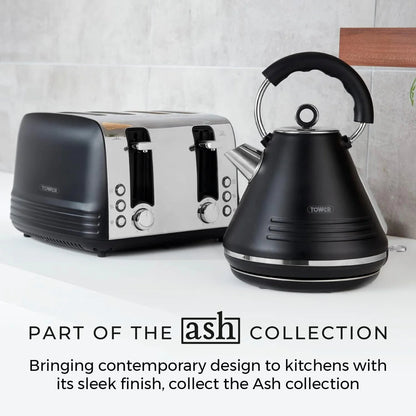 Tower Ash Kitchen Black Kettle and Toaster Set