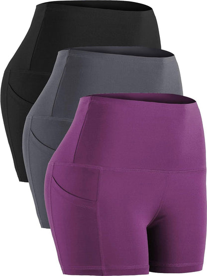 Womens Activewear Shorts XL - 3XL Elastic Stretch High Waist Support (3 Pack)